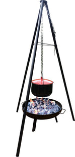 Muntel® BBQ Tripod - Driepoot -Inclusief Pot - Inclusief Rooster - Inclusief Vis Rookplankjes - Inclusief Vuurschaal - 65 x 180 cm