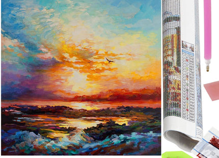 Diamond Painting - Volwassenen - Zonsondergang - 40 x 30 cm
