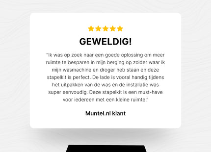 Muntel® Tussenstuk Wasmachine Droger - Stapelkit Wasmachine Droger - Universeel - Uitschuifbare werkblad - Zwart