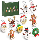 Springos® Kerst Bouwblokken – 10 Kerstfiguren om Zelf te Bouwen – 430 Onderdelen – Kerstboomhangers met Touwtjes