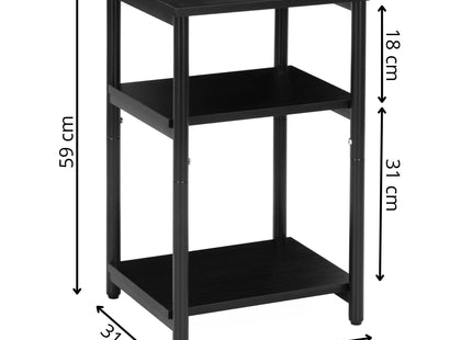 Nachtkastje - Bijzettafel - Slaapkamer - 35x31x59 cm - Zwart - 30 Kg