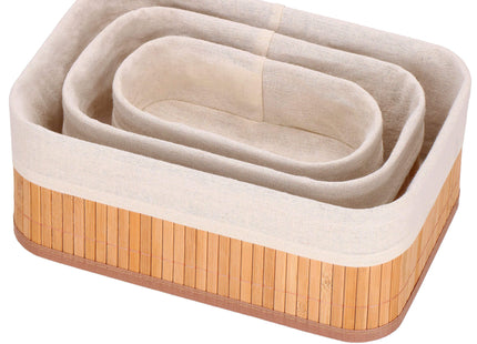 Organizer - Opberger - Badkamer - Cosmetica - Bamboe - Set Van 3 - Ecru