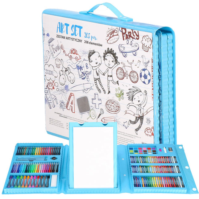 Tekendoos | Tekenkoffer Kinderen | 208 Delig | 40 x 35.5 x 5 cm | Blauw