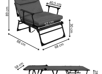 Tuinstoel 2 In 1 |Opvouwbaar | Ligstoel | Verstelbaar | Ergonomische Hoofdsteun | Zwart