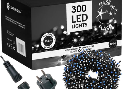 Kerstverlichting | 18 m | 300 LED | Koel Wit +  Flitsblauw