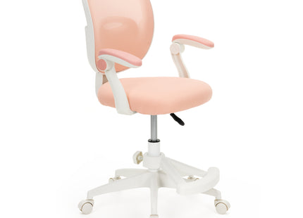 Bureaustoel - Draaibaar - Metalen Onderstel - Kunststof - Roze/Wit - 120 kg