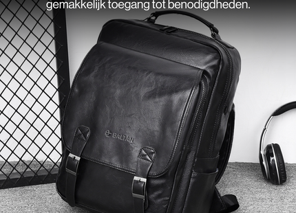 (BALT-PLC-002-02) Baltan Leren Rugzak - Backpack - Zwart - 40 X 28 X 14 CM