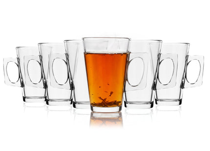 Koffie- en theeglazen Set van 6 - Latte en ijsdesserts -  Handvat - 225 ML