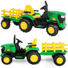 Elektrische Tractor - Elektrische Trekker - 12 V Accu -  Aanhanger - Trailer -  Aangedreven - Afstandsbediening - Kunststof - Metaal - Zwart - Groen