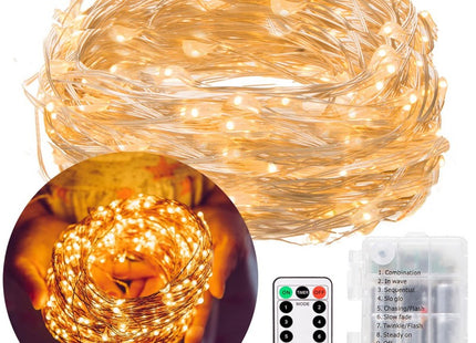 Kerstverlichting | 9.9 m + 0.3 m Snoer | Batterij | Inclusief Afstandsbediening | 100 LED | Warm Wit