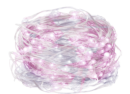 Kerstboomverlichting - 100 LED - Microdraden - 9.9 M - Koel Wit/ Roze