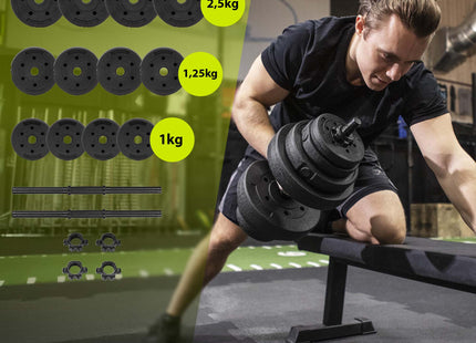 Dumbellset - 20 KG - Complete Set - Thuis Sporten - Zwart