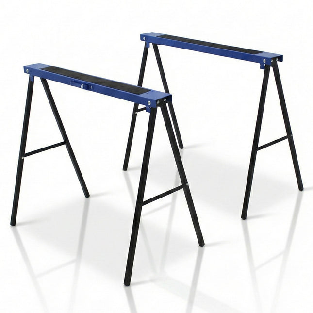 Muntel Opklapbare Schragen - Heavy-Duty - Tot 200 kg Draagvermogen - Verstelbaar - Opvouwbaar - Zwart/Blauw - Set Van 2 - 99,5 x 48 x 78 cm