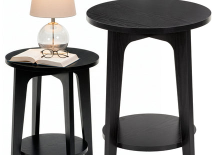 Salontafel | Salontafel Set | Bijzettafel | Rond | 2-Delig | Zwart | 40 Cm
