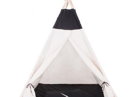 Tipi Tent | Wigwam Speeltent | 120x100x180 cm | Met Mat en Kussens | Naturel Zwart
