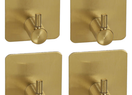 Zelfklevende Handdoekhaakjes- 4 - Stuks - RVS - Goud