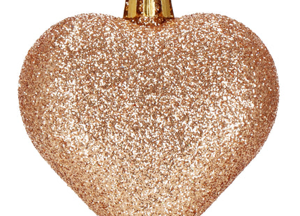 Kerstballen | Rose Goud | Hartjes | 8 Stuks | 7 Cm