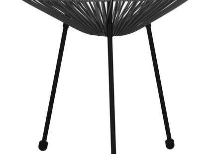 Tuintafel - Draad - Rotan - Zwart - Grijs - Rond - Glas - 50 Cm