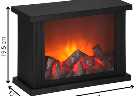 Open Haard - Kachel - Verwarming - Decoratieve Verlichting - Baterijen - USB LED - 27,5 x 19,5 x 12 cm - Zwart