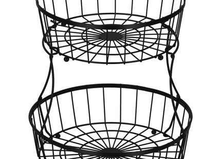 Fruitmand - Dubbel - Metalen Mand - Zwart - 32,5x30 cm