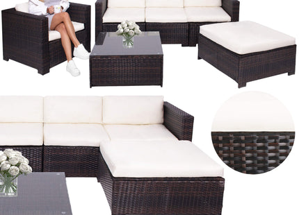 Tuinset - 4 Delig - Stoelen - Bank - Tafel - Rotan - Hoekbank - Bruin/Crème