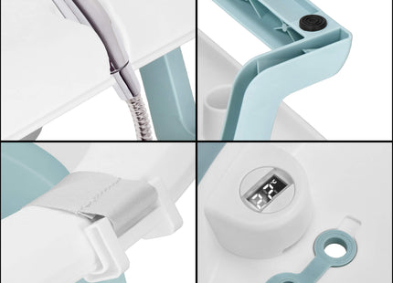 Opvouwbaar Baby Bad - Opvouwbaar - Draagbaar - Met Stop - Thermometer - Kussen - Tot 12 Maanden - 35 L - Blauw - Wit - 82 x 52 x 22 cm