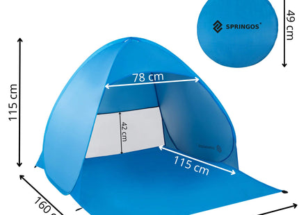 Strandtent | Pop-Up Strandtent | UV Filter | Inclusief Draagtas | 160 X 140 X 110 CM | Blauw