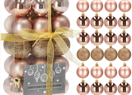 Kerstballen | 30 Stuks | 3 cm | Rosegoud