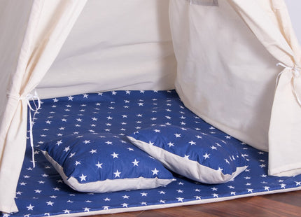Tipi Tent | Wigwam Speeltent | 120x100x180 cm | Met Mat en Kussens | Naturel Navy | Sterren