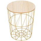 Salontafel | Salontafel Rond | Bijzettafel | 1 Stuk | 35 cm | Goud/Hout