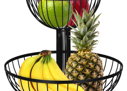 Fruitmand - Dubbel - Metalen Mand - Zwart - 30,5x33 cm