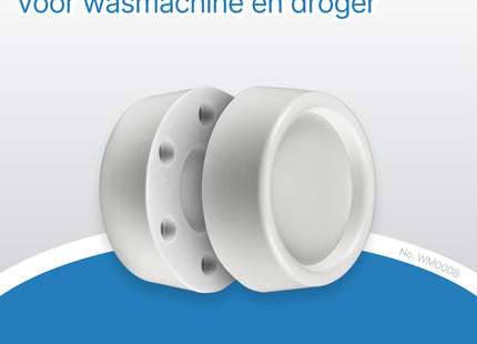 SQOON® Trillingsdempers – 4 stuks | Voor onder je wasmachine of droger | WIT