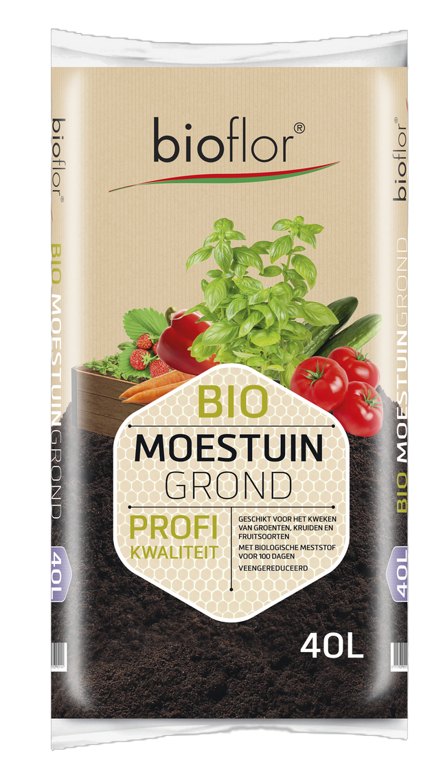 Moestuingrond  |  Moestuinaarde | Universeel | Buiten | Biologische Moestuingrond | Bioflor | 40 L