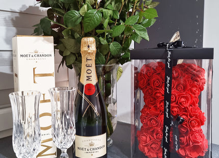 Rozen Beer | Rozenbeer | Rose Bear | Rozen Teddybeer | Liefde | Inclusief Giftbox | Valentijnsdag | 25 x 17 x 16 cm | Rood