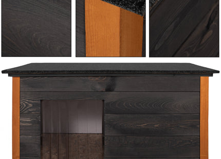 Hondenhuis - Hondenhok - Dog House - Geïsoleerd - Voor Buiten - Weersbestendig - Hout -Grijs - Bruin