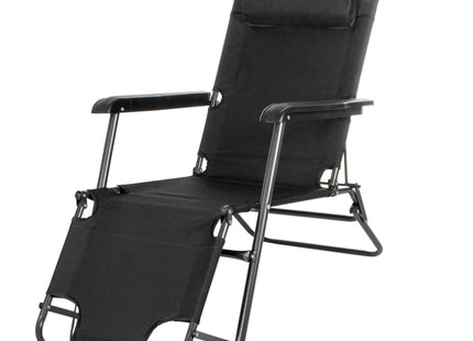 Tuinstoel | Ligstoel | Opvouwbaar | Verstelbaar | Ergonomische Hoofdsteun | Zwart