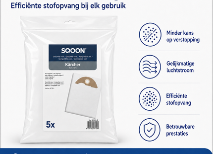 SQOON Stofzuigerzakken geschikt voor Kärcher NT 22/1 - 2.889-217.0