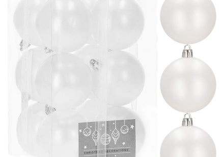 Kerstballen | 12 Stuks | Mat Wit