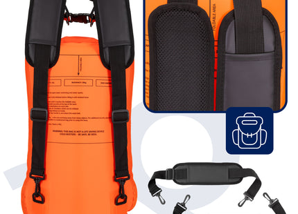 Zwemboei - Voor Openwaterzwemmen - Zwemveiligheidsboei - Incl. drybag /Saferswimmer/Safe swimmer/ 35 Liter / Reddingsfluitje - Oranje