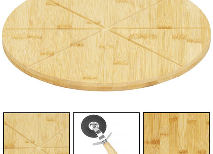 Pizzaplank | Pizzasteen | Pizzasnijder | 33 cm | Naturel