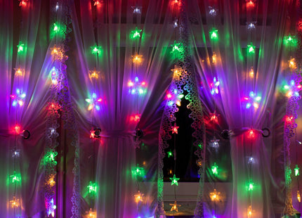 Kerstverlichting Sterrengordijn | Multicolor/Flits Koel Wit | 2 m | 180 Led's