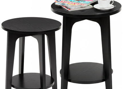 Salontafel | Salontafel Set | Bijzettafel | Rond | 2-Delig | Zwart | 40 Cm