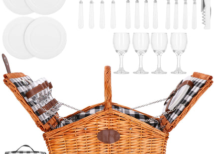 Picknickmand - Thermisch - Servies - Riet - Bruin - 45 x 32 x 42 cm