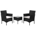 Tuinset - 3 Delig - Stoelen - Tafel - Rotan - Zwart/ Ecru