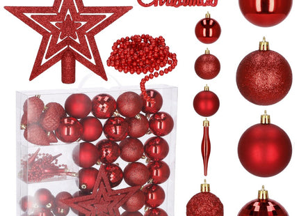 Kerstballen & Piek | 51 Stuks | Rood