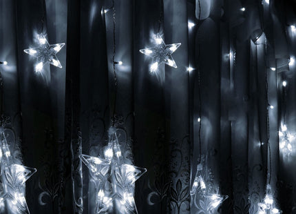 IJspegel Verlichting Buiten | Lichtgordijn | Sterren | Kerstverlichting Buiten | 2 m | 92 LED | Koel Wit