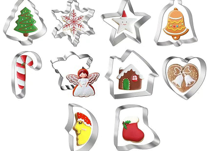 Koekjesvormen - Uitsteekvorm - Kerstkoekjes - Zilver- 10 Stuks