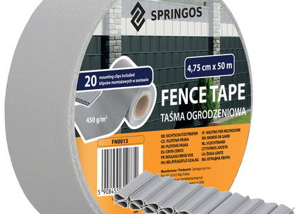 Vlechtband | Privacyfolie | Vlechtband Voor Tuinafsluiting | PVC | 50 m | 450 g/m² | 4,75 Cm | Grijs