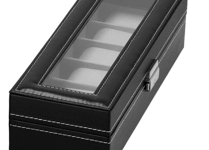 Horlogedoos - Horlogebox - Horlogeopberger - Suède - Zwart - Grijs - 6 Horloges