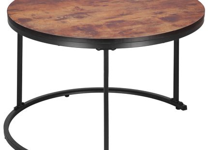 Bijzettafel Set Van Twee  | Salontafel Rond | Bijzettafel | 2 Stuks | Zwart/Bruin
